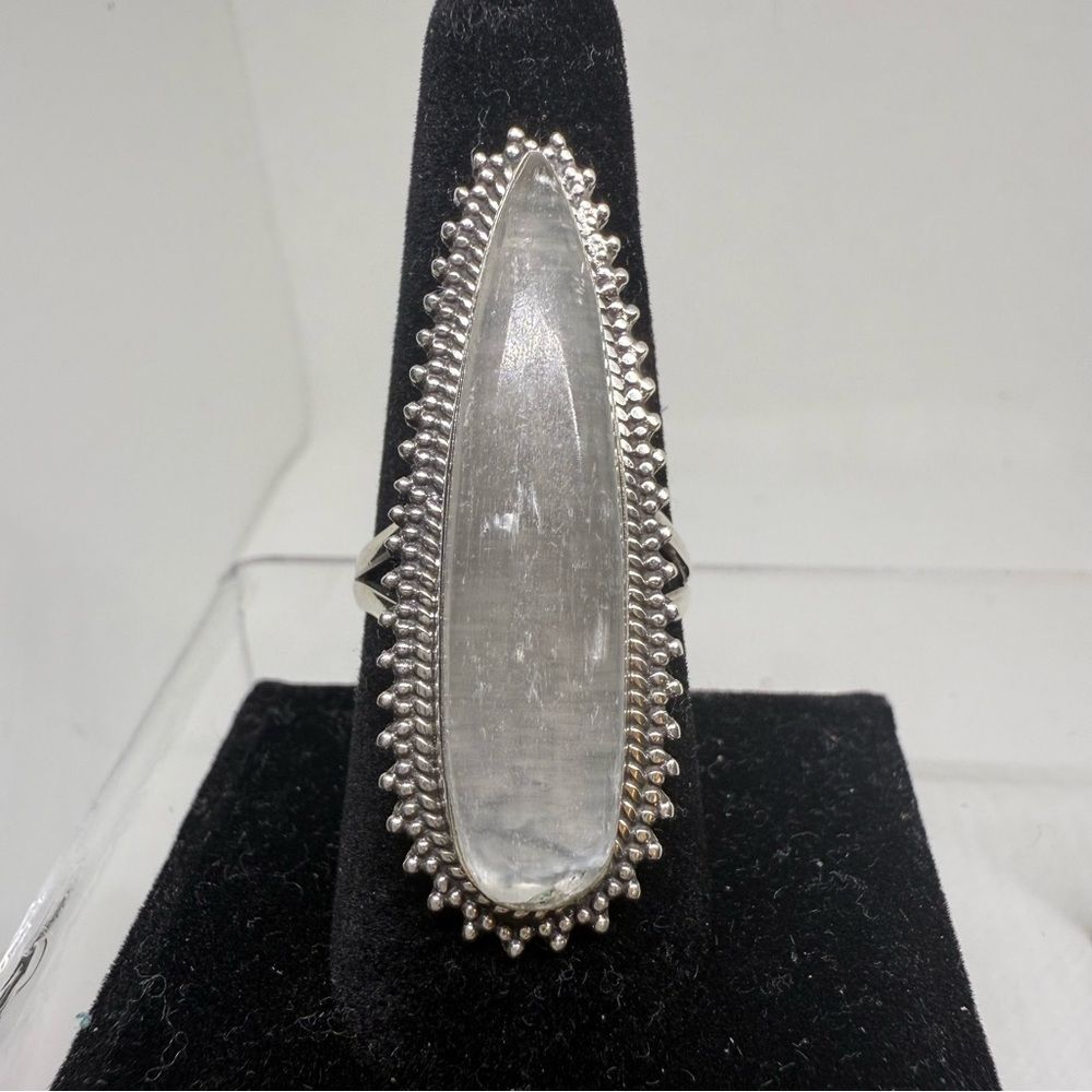 Selenite 925 Sterling Silver ring size 9